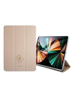 Guess Saffiano Folio Cover - дизайнерски кожен кейс и поставка за iPad Pro 11 M1 (2021), iPad Pro 11 (2020), iPad Pro 11 (2018) (златист)