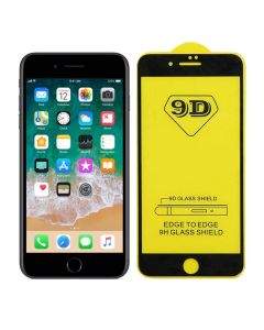 Premium Full Glue 9D Edge to Edge Tempered Glass - обхващащо и ръбовете стъклено защитно покритие за дисплея на iPhone SE (2022), iPhone SE (2020), iPhone 8, iPhone 7 (черен)
