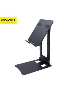 AWEI X23 Foldable Desk Holder - универсална алуминиева сгъваема поставка за бюро и плоскости за мобилни устройства и таблети (черен)