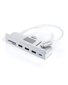 Satechi USB-C Clamp Hub iMac 24 - алуминиев USB-C хъб и четец за SD, microSD карти за iMac 24 (2021) (сребрист)