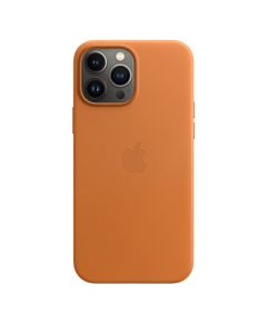 Apple iPhone Leather Case with MagSafe - оригинален кожен кейс (естествена кожа) за iPhone 13 Pro Max (оранжев)