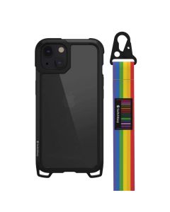 SwitchEasy Odyssey Rainbow Case - удароустойчив хибриден кейс с връзка и карабинер за iPhone 13 (черен)