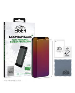 Eiger Mountian Glass Plus Screen Protector 2.5D - калено стъклено защитно покритие с антибактериален слой за дисплея на iPhone 13 Pro Max (прозрачен)