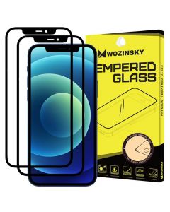 Wozinsky 2x Case Friendly 3D Tempered Glass - 2 броя калени стъклени защитни покрития за iPhone 12 Pro Max (черен-прозрачен) (2 броя)