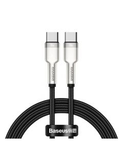 Baseus Cafule Metal Series USB-C to USB-C Cable 100W (CATJK-C01) - здрав кабел с въжена оплетка за устройства с USB-C порт (100 см) (черен)
