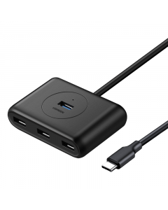 Ugreen USB-C 3.0 Hub 4-port - 4-портов USB 3.0 хъб за компютри и лаптопи с USB-C порт (100 см) (черен)