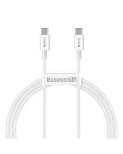 Baseus Superior USB-C to USB-C Cable PD 2.0 100W (CATYS-B02) - здрав кабел за бързо зареждане за устройства с USB-C порт (100 см) (бял)
