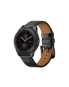 Tech-Protect Leather Band 20mm - кожена каишка от естествена кожа за Galaxy Watch, Huawei Watch, Xiaomi, Garmin и други (20мм) (черен)