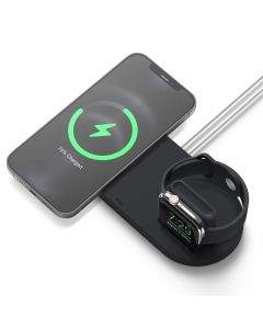 Elago MagSafe Charging Hub Duo Watch - силиконова поставка за зареждане на iPhone и Apple Watch (черна)