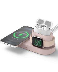 Elago MagSafe Charging Hub Trio 1 - силиконова поставка за зареждане на iPhone, Apple Watch и Apple AirPods Pro (розова)