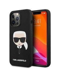 Karl Lagerfeld Head Silicone Case - дизайнерски силиконов кейс за iPhone 13 Pro (черен)