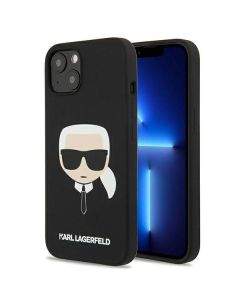 Karl Lagerfeld Head Silicone Case - дизайнерски силиконов кейс за iPhone 13 (черен)