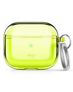 Elago AirPods 3 Clear Hang Case - силиконов (TPU) калъф с карабинер за Apple AirPods 3 (жълт)