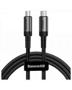Baseus Cafule USB-C to USB-C Cable PD 3.1 60W (CATKLF-RG1) - кабел с въжена оплетка и бързо зареждане за устройства с USB-C порт (100 см) (черен-сив)