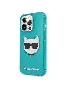 Karl Lagerfeld Choupette Head Silicone Case - дизайнерски силиконов кейс за iPhone 13 Pro (син)