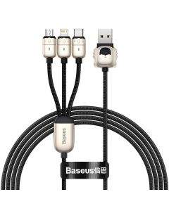 Baseus Year of the Tiger 3-in-1 USB Cable (CASX010001) - универсален USB кабел с Lightning, microUSB и USB-C конектори (120 см) (черен)