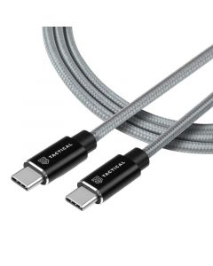Tactical Fast Rope Kevlar USB-C to USB-C Charging Cable 100W - здрав кевларен USB-C към USB-C кабел за устройства с USB-C порт (200 cm) (сив)