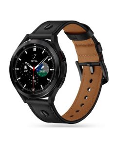 Tech-Protect Leather Screw Band - кожена каишка от естествена кожа за Galaxy Watch, Huawei Watch, Xiaomi, Garmin и други (20мм) (черен)
