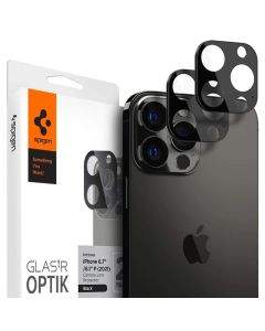 Spigen Optik Lens Protector - комплект 2 броя предпазни стъклени протектора за камерата на iPhone 13 Pro, iPhone 13 Pro Max (черен)