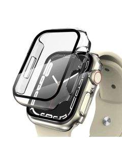 Tech-Protect Defense 360 Case - качествен твърд кейс с вграден стъклен протектор за дисплея на Apple Watch 7 41мм (прозрачен)