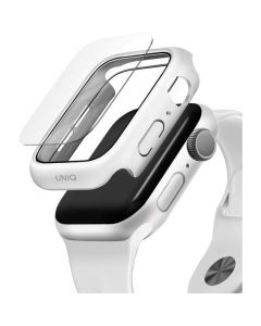 Uniq Nautic Apple Watch Case 44mm - качествен твърд кейс с вграден стъклен протектор за дисплея на Apple Watch 44мм (бял)