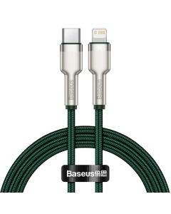 Baseus Cafule Metal Series USB-C to Lightning Cable PD 20W (CATLJK-A01) - USB-C към Lightning кабел за Apple устройства с Lightning порт (100 см) (зелен)