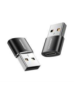 Joyroom Adapter USB-A to USB-C - комплект два броя адаптери от USB-A мъжко към USB-C женско (черен)