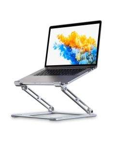 Tech-Protect ProDesk Universal Laptop Stand - сгъваема алуминиева поставка за MacBook и лаптопи от 11 до 17 инча (сребрист)
