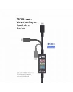 AV-Line Digital Display Lightning USB Cable - USB Lightning кабел с измерване на ток, напрежение и консумация за iPhone, iPad и iPod с Lightning порт (черен)