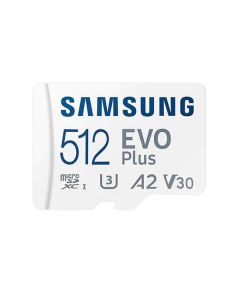 Samsung MicroSD 512GB EVo Plus A2 - microSD памет с SD адаптер за Samsung устройства (клас 10) (подходяща за GoPro, дронове и други)
