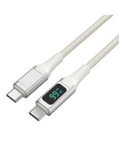 4smarts DigitCord USB-C to USB-C 100W - здрав кабел с въжена оплетка за бързо зареждане, за устройства с USB-C порт (150 см) (бял)