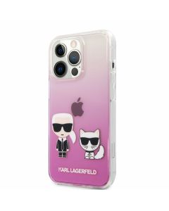 Karl Ikonik Karl and Choupette Case - дизайнерски кейс с висока защита за iPhone 13 Pro (розов)