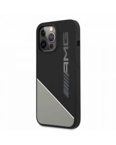 AMG Liquid Silicone Case - дизайнерски силиконов калъф за iPhone 13 Pro (черен-сив)