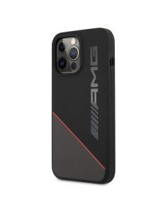 AMG Liquid Silicone Case - дизайнерски силиконов калъф за iPhone 13 Pro (черен-червен)