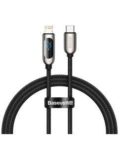 Baseus Digital Display USB-C to Lightning Cable PD 20W (CATLSK-01) - USB-C към Lightning кабел за Apple устройства с Lightning порт (100 см) (черен)