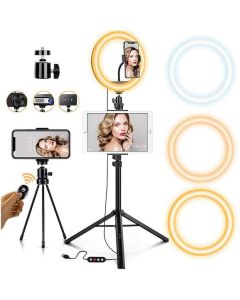 Joyroom Selfie Ring Light 10.2'' - LED лампа с трипод и държач за смартфони (черен)