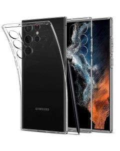 Spigen Liquid Crystal Case - тънък силиконов (TPU) калъф за Samsung Galaxy S22 Ultra (прозрачен)