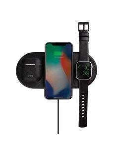 Uniq Aereo 3in1 Wireless Charging Pad 10W - тройна поставка (пад) за безжично зареждане на Qi съвместими устройства, Apple Watch и Apple Airpods (черен)