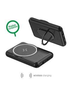 4smarts Wireless Power Bank VoltHub UltiMag Kick 5000mAh for MagSafe - безжична преносима външна батерия с USB-C и USB-A порт за iPhone с Magsafe (черен)
