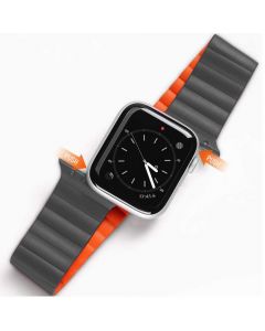 Dux Ducis Silicone Magnetic Strap (Chain Version) - магнитна силиконова каишка за Apple Watch 42мм, 44мм, 45мм (сив-оранжев)