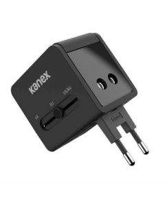 Kanex GoPower 2-Port USB International Travel Adapter - адаптер за ел. мрежа с преходници за цял свят с 2xUSB-A изходи (черен)