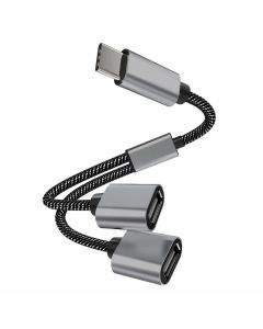 4smarts MatchCord USB-C Male to 2xUSB-A Female Adapter Cable - кабел USB-C мъжко към 2xUSB-A женско за устройства с USB-C порт (20 см) (черен)