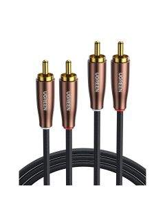 Ugreen AV199 Extension Cable 2 x RCA (Cinch) to 2 x RCA (Cinch) - качествен 2 x RCA към 2 x RCA (чинча) аудио кабел (200 см) (черен-кафяв)