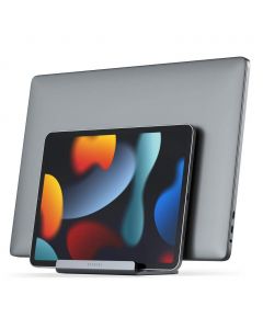 Satechi Dual Vertical Aluminium Laptop Stand - вертикална двойна алуминиева поставка за MacBook, лаптопи, таблети и смартфони (тъмносив)