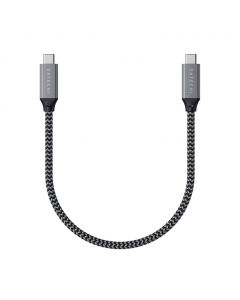Satechi USB4 USB-C to USB-C Cable, 8K, 100W, 40Gbps - здрав USB4 кабел с въжена оплетка за устройства с USB-C порт (25 см) (черен)