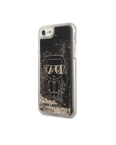 Karl Lagerfeld Liquid Glitter Gatsby Case - дизайнерски кейс с висока защита за iPhone SE (2022), iPhone SE (2020), iPhone 8, iPhone 7 (черен)