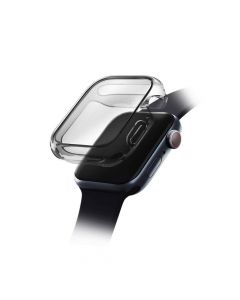Uniq Garde Hybrid Apple Watch Case 45mm - качествен силиконов (TPU) кейс с вграден протектор за дисплея на Apple Watch 7 45мм (черен-прозрачен)
