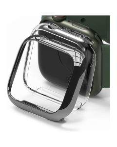 Ringke 2x Slim Watch Case - комплект от два броя качествен твърд кейс за Apple Watch 7 45мм (прозрачен и тъмносив) (2 броя)