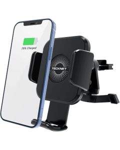 TeckNet ECC01005BA01 Wireless Car Charger 10W & Air Vent Holder - поставка за радиатора на кола с безжично зареждане за Qi съвместими смартфони (черен)