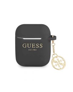 Guess AirPods 4G Charms Silicone Case - силиконов калъф с висулка за Apple AirPods и Apple AirPods 2 (черен)